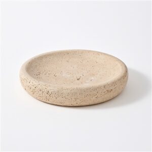 Travertine Large Round Tray Cream - Cream - Cream