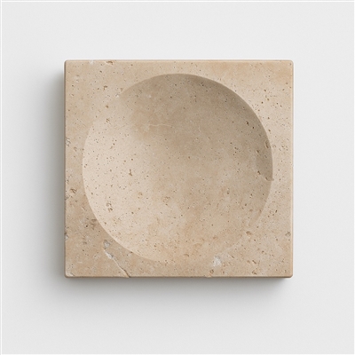 Travertine Large Square Bowl Cream - Cream - Cream