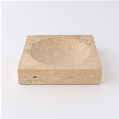 Travertine Large Square Bowl Cream - Cream - Cream - Imagen 2