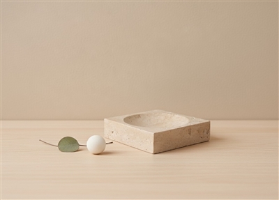 Travertine Large Square Bowl Cream - Cream - Cream - Imagen 4