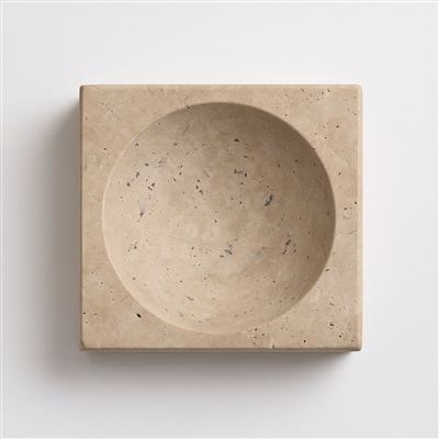 Travertine Small Square Bowl Cream - Cream - Cream