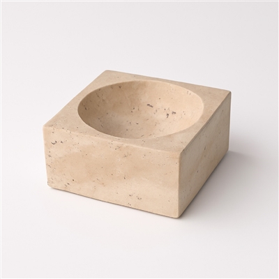 Travertine Small Square Bowl Cream - Cream - Cream - Imagen 2