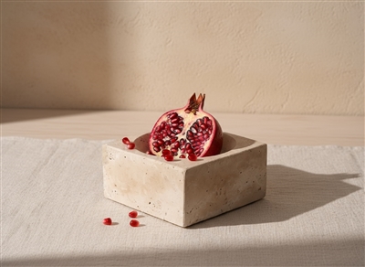 Travertine Small Square Bowl Cream - Cream - Cream - Imagen 4