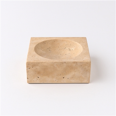 Travertine Small Square Bowl Cream - Cream - Cream - Imagen 6