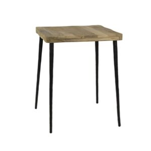 Mango Wood & Hammered Iron Cafe Table- A - NATURAL/BLACK