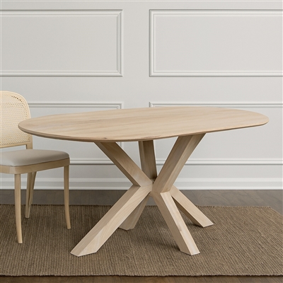 Smooth Oak Mango Wood Dining Table-ST - Natural - Imagen 2