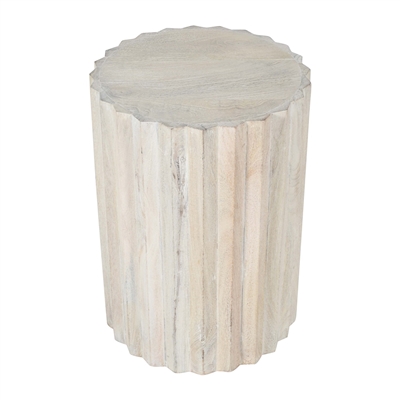 White Sand Tall Mango Wood Round Side Table-ST - White - Imagen 2