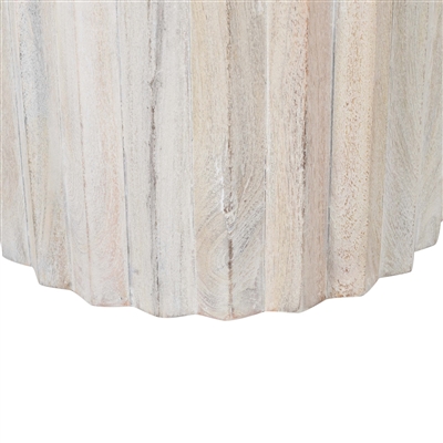 White Sand Tall Mango Wood Round Side Table-ST - White - Imagen 6