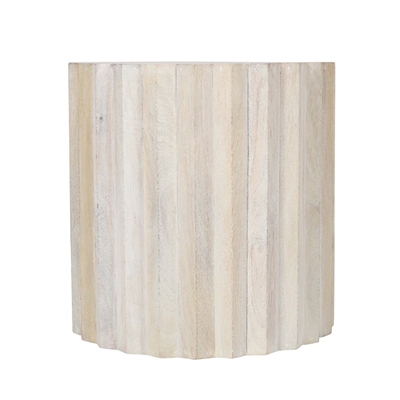 White Sand Small Mango Wood Round Side Table-ST - White - Imagen 3