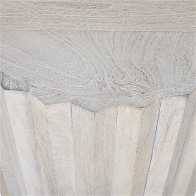 White Sand Small Mango Wood Round Side Table-ST - White - Imagen 5