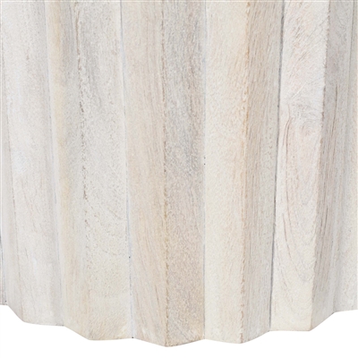 White Sand Small Mango Wood Round Side Table-ST - White - Imagen 6