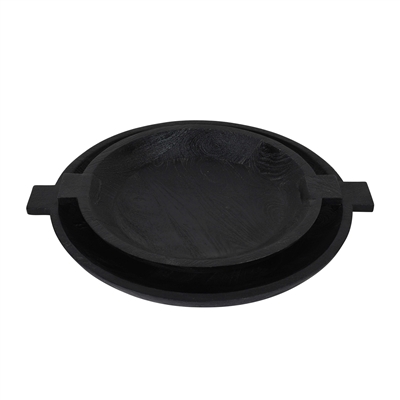 Sandblasted Black Wooden Bowl Set of 2-ST - Black