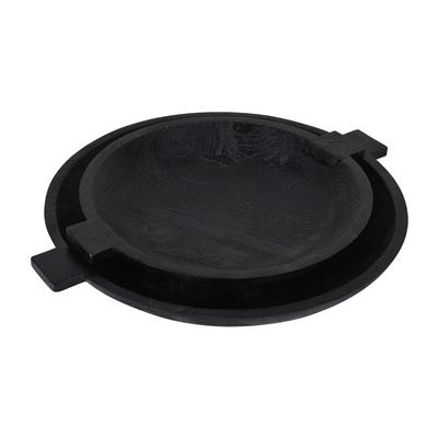 Sandblasted Black Wooden Bowl Set of 2-ST - Black - Imagen 3