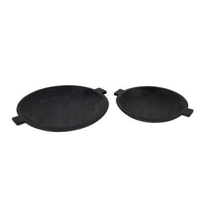Sandblasted Black Wooden Bowl Set of 2-ST - Black - Imagen 5