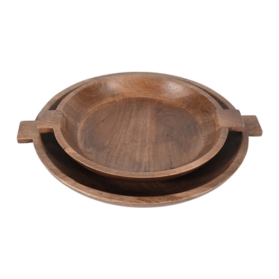 Brown Wooden Bowl Set of 2-ST - Brown