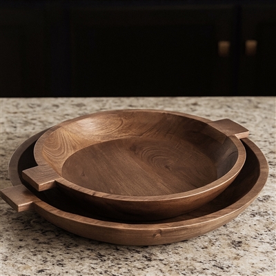 Brown Wooden Bowl Set of 2-ST - Brown - Imagen 2