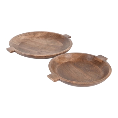 Brown Wooden Bowl Set of 2-ST - Brown - Imagen 4