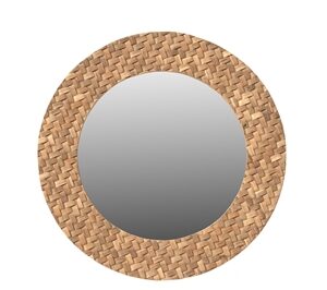 Reclaimed Teak Circular Mirror Frame-ST - Brown & Clear