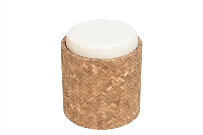 Reclaimed Teak Round Stool-ST - Brown & White - Imagen 2