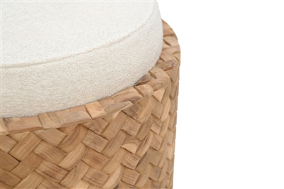 Reclaimed Teak Round Stool-ST - Brown & White - Imagen 3