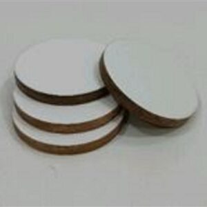 Round Wooden Coasters Set of 4- A - WHITE/NATURAL