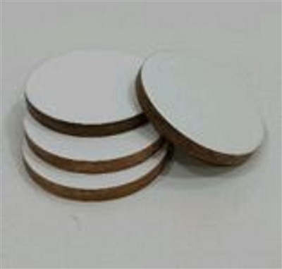Round Wooden Coasters Set of 4- A - WHITE/NATURAL