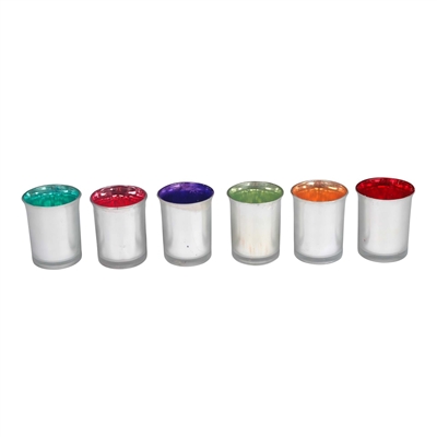 Set Of 6 Glass Votives Multi- A - A