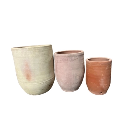 Set of 3 Amphora Pots Terracotta- ST - Terracotta