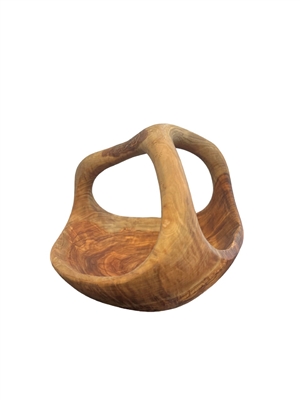 Oval bowl with Handle Natural Wood- A - Natural