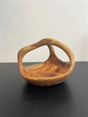 Oval bowl with Handle Natural Wood- A - Natural - Imagen 2