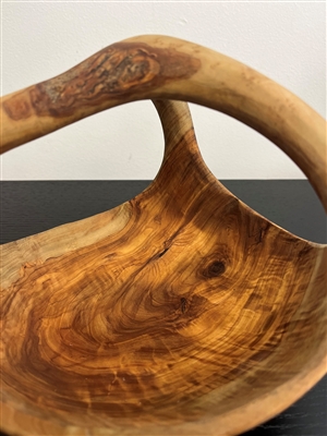 Oval bowl with Handle Natural Wood- A - Natural - Imagen 3