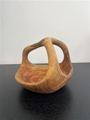 Oval bowl with Handle Natural Wood- A - Natural - Imagen 4