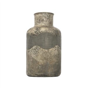 Decorative Glass Bottle Vase Dia 7” - Black & Gray-ST - Black & Gray