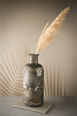 Decorative Glass Bottle Vase Dia 7” - Black & Gray-ST - Black & Gray - Imagen 2