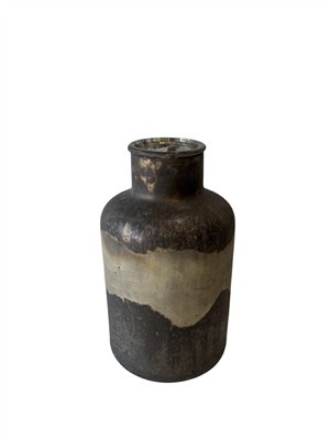 Decorative Glass Bottle Vase Dia 7” - Black & Gray-ST - Black & Gray - Imagen 3