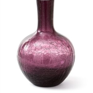 Ball Body Vase Crackled Glass Dark Purple S- ST - Purple