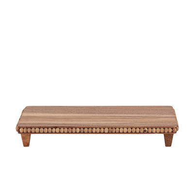 Acacia Wood Beaded Rect Riser - Natural-ST - Natural