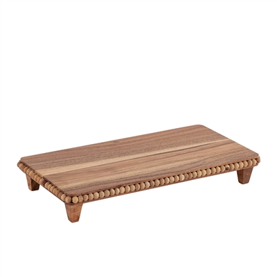 Acacia Wood Beaded Rect Riser - Natural-ST - Natural - Imagen 2