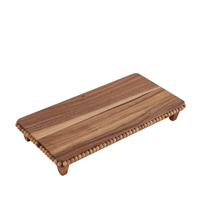 Acacia Wood Beaded Rect Riser - Natural-ST - Natural - Imagen 3