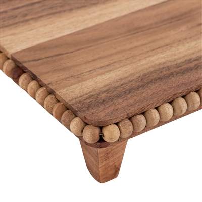 Acacia Wood Beaded Rect Riser - Natural-ST - Natural - Imagen 4