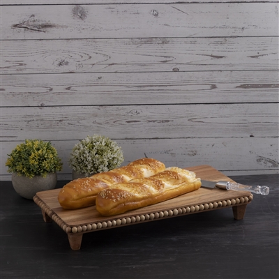 Acacia Wood Beaded Rect Riser - Natural-ST - Natural - Imagen 6