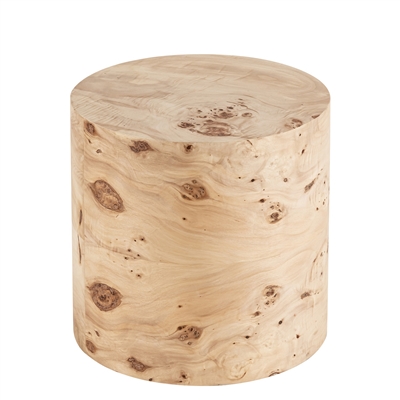 Round Natural Burl Wood Veneer Side Table - Natural-A - Natural - Imagen 2
