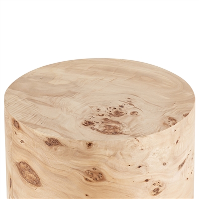 Round Natural Burl Wood Veneer Side Table - Natural-A - Natural - Imagen 3