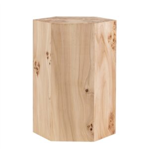 Hexagon Natural Burl Wood Veneer Side Table - Natural-A - Natural