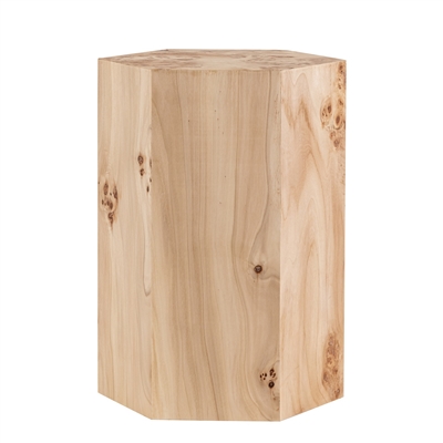 Hexagon Natural Burl Wood Veneer Side Table - Natural-A - Natural