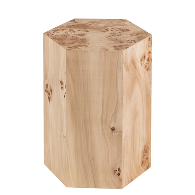 Hexagon Natural Burl Wood Veneer Side Table - Natural-A - Natural - Imagen 2