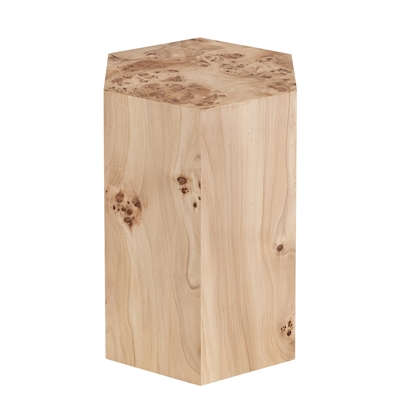Hexagon Natural Burl Wood Veneer Side Table - Natural-A - Natural - Imagen 3