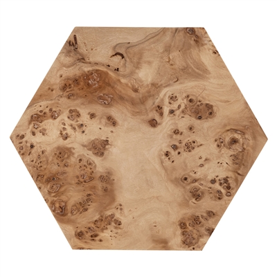 Hexagon Natural Burl Wood Veneer Side Table - Natural-A - Natural - Imagen 5