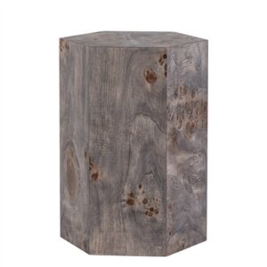 Hexagon Charcoal Finish Veneer Side Table - Charcoal-A - Charcoal