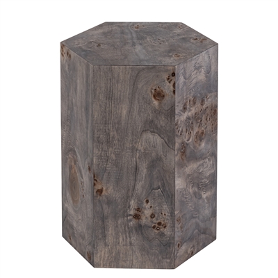 Hexagon Charcoal Finish Veneer Side Table - Charcoal-A - Charcoal - Imagen 2